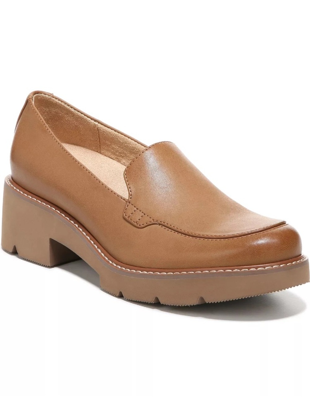 Naturalizer Women's Cabaret Lug Soles Cognac Brown Faux Leather Shoes  Loafer 10
